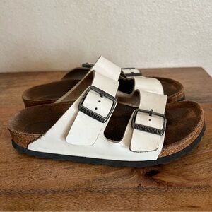 Birkenstock Arizona White Leather Sandals Size 6-6.5